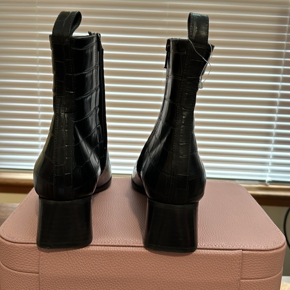 ALBERTO ZAGO BLACK CROC LEATHER ANKLE BOOT 37 1/2  FITS LIKE A 7 US ITALY - Picture 5 of 16